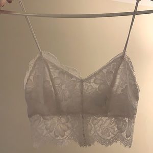 White Lace Zip-up Crop